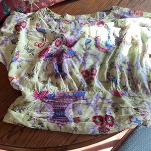 Maeve by Anthropologie Silk Bird Garden Blouse 14